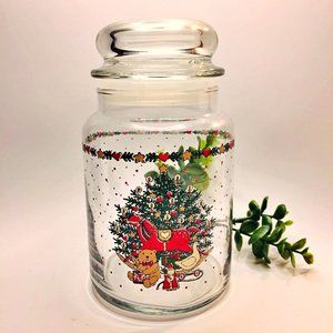 1987 Christmas Storage Glass Jar Decorated Apothecary Christmas Tree CHD